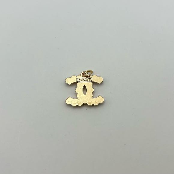 Chanel Charm / Zipper Pull with Blue Rhinestones, Gold - Picture 3 of 4